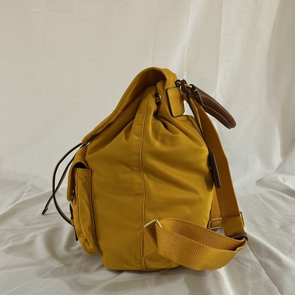 Tory Burch Mustard Yellow Nylon Leather Backpack - Picture 8 of 15
